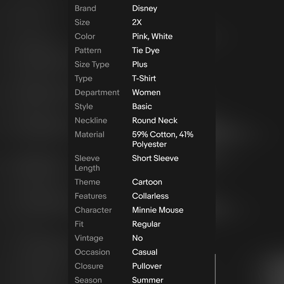 From DISNEY Pink Tie-Dye Women's Top MINNIE MOUSE XXL - Picture 7 of 7